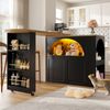 Mobiler Bartisch 135-205x39x100 cm mit LED, Rollen & Snackregal, 360° drehbar, schwarz Bild 2