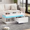 Couchtisch 100 x 50 x 40,3 cm mit LED-Beleuchtung, Hochglanz in Weiß, 1 Schublade Bild 4