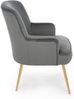 Sessel Alile in Samt-Optik, modernes Design, grau mit goldfarbenem Metallgestell, komfortabel gepolstert Bild 2