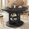Esstisch Ausziehbarer 110-150×110×76 cm aus MDF und Metall mit mittlerem Ablageregal, schwarz Bild 2