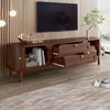 TV-Schrank 170x39,5x46 cm in Nussbaumoptik mit Türen, Schubladen und Holzbeinen Bild 3