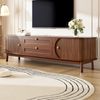TV-Schrank 170x39,5x46 cm in Nussbaumoptik mit Türen, Schubladen und Holzbeinen Bild 4
