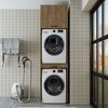 Roomart Waschmaschinenschrank für Trockner & Waschmaschine - SERIE DUO-I- 67 cm breit, mit Ausziehbrett • Waschturm für Waschküche & Hauswirtschaftsraum • Eiche Bild 3