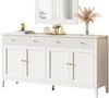 Stilvoller weißer Esszimmer Sideboard mit 2 Schubladen und 4 Türen – Elegantes Buffet für Küche, Esszimmer & Wohnzimmer mit goldenen Griffen und großzügigem Stauraum Bild 4