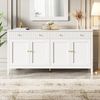 Stilvoller weißer Esszimmer Sideboard mit 2 Schubladen und 4 Türen – Elegantes Buffet für Küche, Esszimmer & Wohnzimmer mit goldenen Griffen und großzügigem Stauraum Bild 3