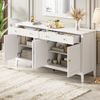 Stilvoller weißer Esszimmer Sideboard mit 2 Schubladen und 4 Türen – Elegantes Buffet für Küche, Esszimmer & Wohnzimmer mit goldenen Griffen und großzügigem Stauraum Bild 2