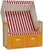 vidaXL Strandkorb mit Dach Poly Rattan und Massivholz Rot & Weiß 318656 Bild 3