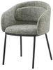 Eleganter Design Stuhl MADRID grau-grün Strukturstoff mit Armlehne schwarz Metall Bild 3