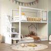 Etagenbett 90x200 cm, Kiefernholz & MDF, mit Treppe, Stauraum und Fallschutz – skandinavisch-modernes Kinderbett,Weiß Bild 3
