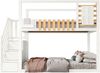 Etagenbett 90x200 cm, Kiefernholz & MDF, mit Treppe, Stauraum und Fallschutz – skandinavisch-modernes Kinderbett,Weiß Bild 5