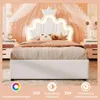 Prinzessinbett mit LED-Beleuchtung und Stauraum, 90x200cm, höhenverstellbarer Kopfteil, Mädchenbett, Polsterbett für Mädchen, Einzelbett Bild 3