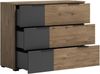 Schubkastenkommode >LINEA< 3 Schubladen, Bartex Eiche / Graphit - 120x89x40cm (BxHxT) Bild 2