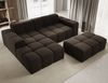 Ecksofa Fogo, Sofa mit Hocker, Couch L-Form, Veloursstoff, Links Sofa, 245 x 68 x 180 cm, Braun Bild 2
