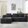 Ecksofa 250x158x60 cm in Schwarz, Chenille, mit Seitentaschen, 3 Kissen und flexiblem Modular-Design Bild 4