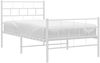 vidaXL Bettgestell mit Kopf- und Fußteil, Metall, Weiß, 100x190 cm Bild 3