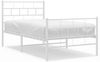 vidaXL Bettgestell mit Kopf- und Fußteil, Metall, Weiß, 100x190 cm Bild 2