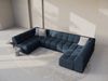 Micadoni Panorama-Sofa Kendal 7-Sitzer Strukturierter Stoff Marineblau Bild 5