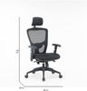 Dmora Stuhl mit Rädern Asterio, Executive-Netzsessel mit Armlehnen, ergonomischer Bürositz, 68x66h120/130 cm, Schwarz Bild 3