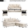 3-Sitzer Schlafsofa H 86 x T 188 x B 186 cm aus Cord in Beige mit Stauraum und 2 Hockern Bild 5