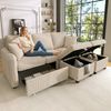 3-Sitzer Schlafsofa H 86 x T 188 x B 186 cm aus Cord in Beige mit Stauraum und 2 Hockern Bild 3