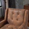 LVHOM Sessel aus Suedevlies mit Knopfsteppung, Relaxsessel mit Massivholzbeinen, Polstersessel für Wohnzimmer & Büro, bis 130kg, Braun Bild 3