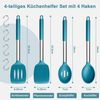 Küchenhelfer Set Silikon Pfannenwender Kochlöffel Edelstahlgriff Schwarz Bild 2