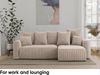 MEBLINI Schlafcouch mit Bettkasten - 238 x 142 x 73 cm - Beige Cordstoff - SOLARIS - Kleines Ecksofa mit Schlaffunktion - Sofa mit Relaxfunktion und Kissen - Kleine Couch L-Form - Eckcouch Bild 3
