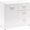 Kommode, Sideboard 'Adana' mit 1 Türen / 3 Laden, Weiß Hochglanz, ca. 96 x 86 x 39 cm Bild 3