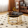 2er-Set runder Couchtisch aus MDF mit Metallrahmen & Nestfunktion, Ø80 cm + Ø60 cm, Schwarz Bild 2