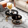 2er-Set runder Couchtisch aus MDF mit Metallrahmen & Nestfunktion, Ø80 cm + Ø60 cm, Schwarz Bild 4