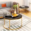 2er-Set runder Couchtisch aus MDF mit Metallrahmen & Nestfunktion, Ø80 cm + Ø60 cm, Schwarz Bild 3