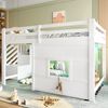 Hochbett mit Lattenrost und LED-Beleuchtung, 140x200 cm, Treppe mit Regal, Kinderbett mit Rausfallschutz, Spielbett, Kiefer Bild 3