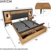 Polsterbett 180×200 cm mit Bettbank (Bettkasten), LED-Leselampen & USB/Type-C, Eiche Bild 4