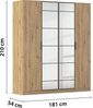 rauch Acero, Kleiderschrank, Garderobenschrank in moderner Loft-Optik, 4-türig, 2 Glastüren, mit 2 Kleiderstangen und 2 Einlegeböden, Farbe Eiche Artisan, BxHxT 181x210x54cm Bild 4