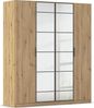 rauch Acero, Kleiderschrank, Garderobenschrank in moderner Loft-Optik, 4-türig, 2 Glastüren, mit 2 Kleiderstangen und 2 Einlegeböden, Farbe Eiche Artisan, BxHxT 181x210x54cm Bild 3
