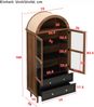 Merax Sideboard Kommode Aufbewahrungsschrank mit verstellbaren Einlegeböden, Retro-Aufbewahrungsschrank aus gewölbtem Glas, Verstellbare Regale, Nussbaum Bild 4