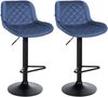 CLP Barhocker 2er Set, Barstuhl Kasson höhenverstellbar drehbar mit Rückenlehne,blau Samt Bild 1