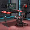 COSTWAY Z-foermige Gaming Tisch 120x60x77cm, Computertisch, PC Tisch mit Becherhalter, Kopfhoererhaken und Boxenstaendern, Schreibtisch fuer Zuhause oder Buero, rot und schwarz Bild 2