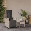 vidaXL Gartensessel mit Fußteil Verstellbar Hellgrau Poly Rattan 365238 Bild 3