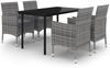 vidaXL 5-tlg. Garten-Essgruppe mit Auflagen Poly Rattan und Glas 3099693 Bild 2