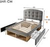 Merax Einzelbett 90x200cm, Jugendbett, Polsterbett, mit Lattenrost, Bettgestell mit gebogenem höhenverstellbarem Kopfteil, Bett mit Schubladen und Stauraum, Samt, Grau Bild 4