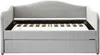 Vente-unique - MATHILDE Bett Samt Grau - B 101,5 cm x H 99 cm x L 203 cm Bild 2