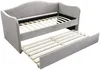 Vente-unique - MATHILDE Bett Samt Grau - B 101,5 cm x H 99 cm x L 203 cm Bild 3