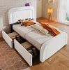 Einzelbett 90x200 cm mit USB Typ C Ladefunktion und 2 Schubladen, Weiß, ohne Matratze Bild 4