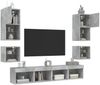 vidaXL 8-tlg. Wohnwand mit LED-Beleuchtung Betongrau Holzwerkstoff 3216593 Bild 4