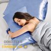 Satin Kissenbezug Blau 70x40 2er Set Haargummis inkl. Pflege für Haar und Haut Bild 2