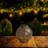 Näve Solar-Gartenleuchte LED mit Dämmerungssensor Blumenmuster 19 cm silber Bild 3