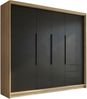 Schwebetürenschrank KLARI 2-türig Schrank 200 cm (mit Spiegel) Farbe: Sonoma, Schwarz, Schwarz Bild 2