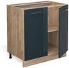 Küchenunterschrank Fame-Line Dunkelblau Hochglanz 80 cm mit Regal, AP Eiche Vicco Bild 4