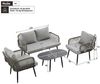 Celya Gartenlounge-Set Gartenlounges Balkon, Gartenmöbel Lounge Set mit Sofa, (handgeflochtenes Seil, Glasplatte in Holzmaserung-Stil, verzinkter Stahl, Grau), bequemen Kissen, 2-Sitzer-Sofa, 2 Sessel und Couchtisch Bild 2